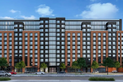 A rendering of the 12-story building at 72-01 Queens Blvd.